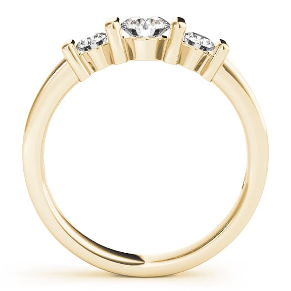 3 Stone Round Engagement Ring, style 82567, Side view in yellow gold