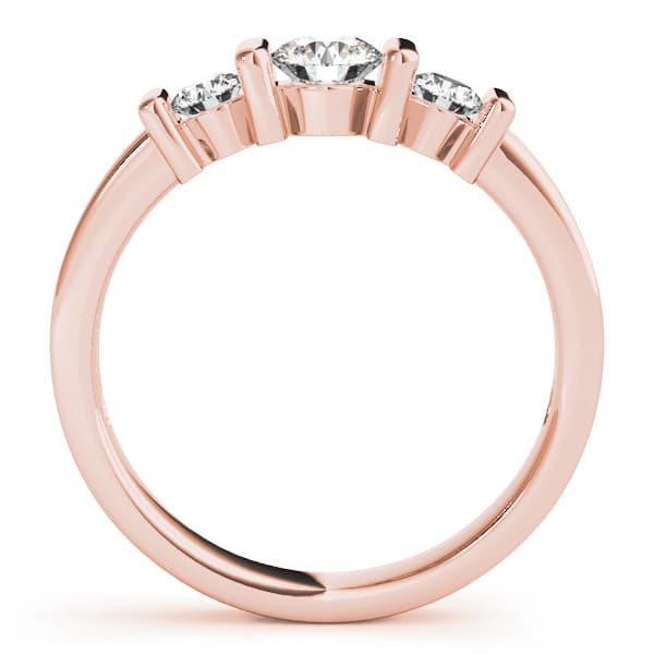 3 Stone Round Engagement Ring, style 82567, Side view in rose gold