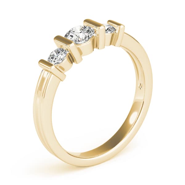 3 Stone Round Engagement Ring, style 82567, Top view in yellow gold