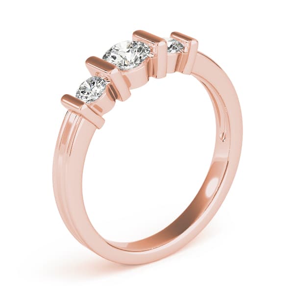 3 Stone Round Engagement Ring, style 82567, Top view in rose gold
