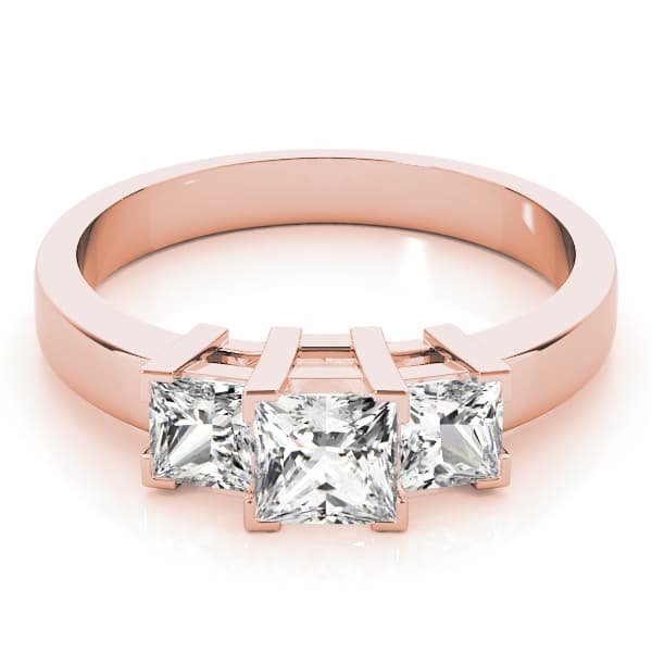 3-Stone Princess Cut Engagement Ring, style 82570, On hand view in rose gold