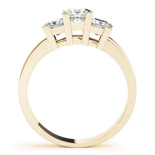 3-Stone Princess Cut Engagement Ring, style 82570, Side view in yellow gold