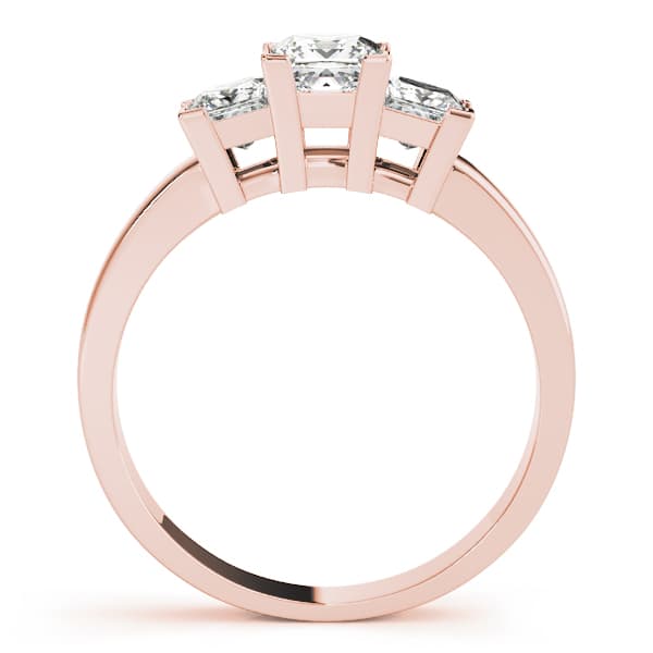 3-Stone Princess Cut Engagement Ring, style 82570, Side view in rose gold