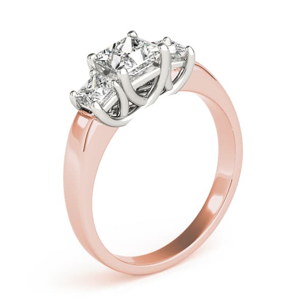 3 Stone Princess Engagement Ring, style 82571, Top view in rose gold