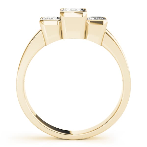 3 Stone Princess Engagement Ring, style 82572, Side view in yellow gold