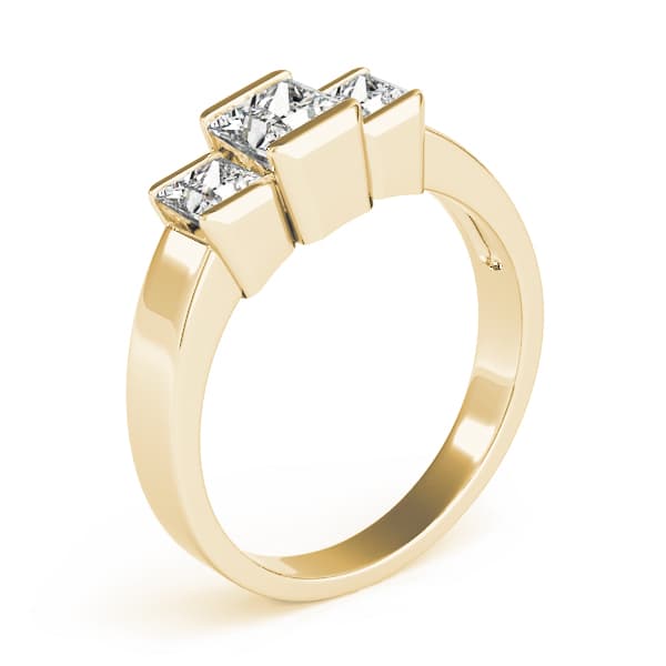 3 Stone Princess Engagement Ring, style 82572, Top view in yellow gold