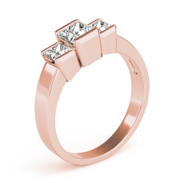 3 Stone Princess Engagement Ring, style 82572, Top view in rose gold