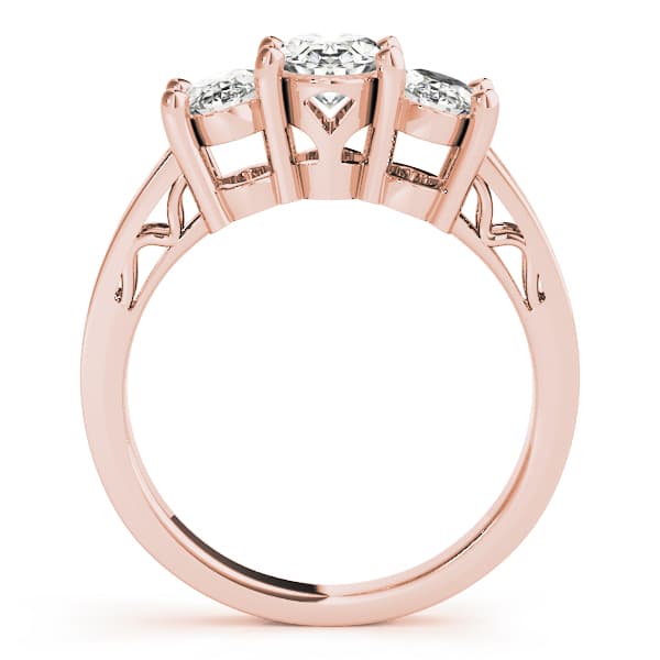3-Stone Filigree Oval-Cut Engagement Ring, style 82574, Side view in rose gold