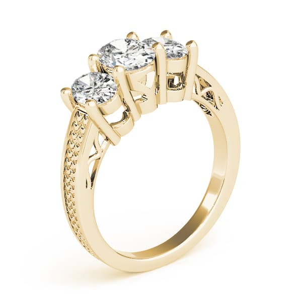 3-Stone Filigree Oval-Cut Engagement Ring, style 82574, Top view in yellow gold