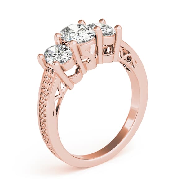 3-Stone Filigree Oval-Cut Engagement Ring, style 82574, Top view in rose gold