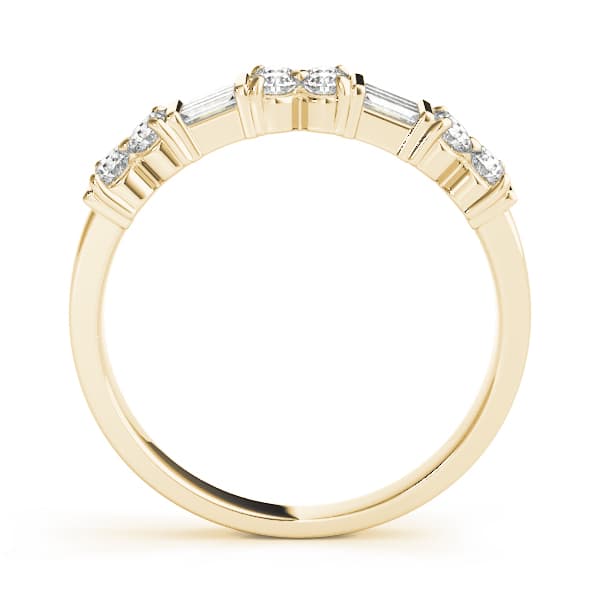 Alternating Baguette & Round Bar Set Wedding Rings (2/3 ct. tw.), Side view in yellow gold