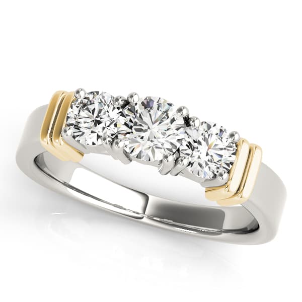 3-Stone Round Engagement Ring, style 82577, Front view in yellow gold