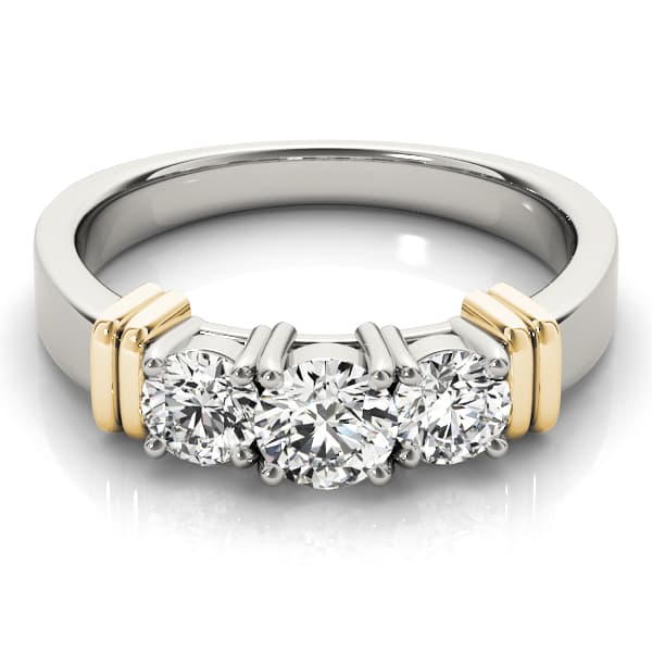 3-Stone Round Engagement Ring, style 82577, On hand view in yellow gold