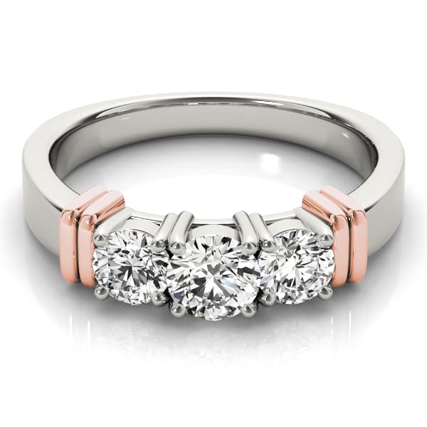 3-Stone Round Engagement Ring, style 82577, On hand view in rose gold