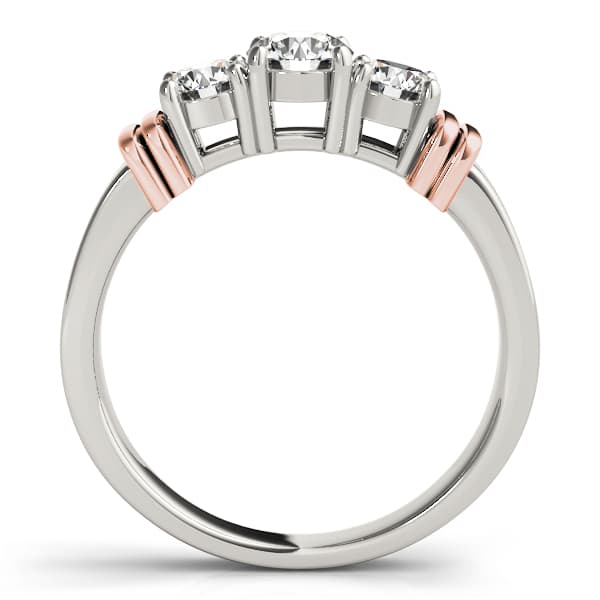3-Stone Round Engagement Ring, style 82577, Side view in rose gold