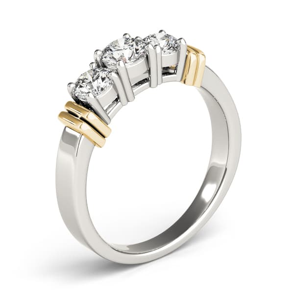 3-Stone Round Engagement Ring, style 82577, Top view in yellow gold