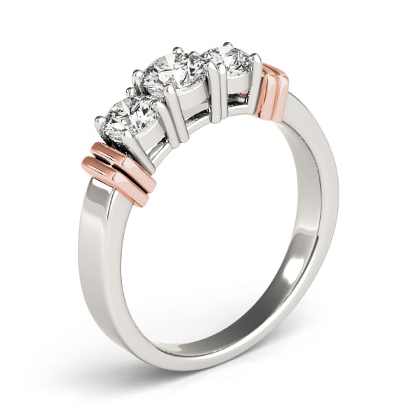 3-Stone Round Engagement Ring, style 82577, Top view in rose gold