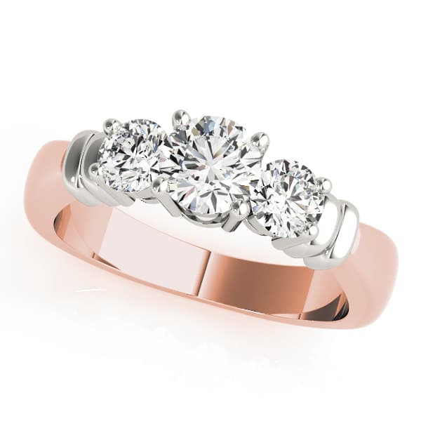 3 Stone Round Engagement Ring, style 82579, Front view in rose gold