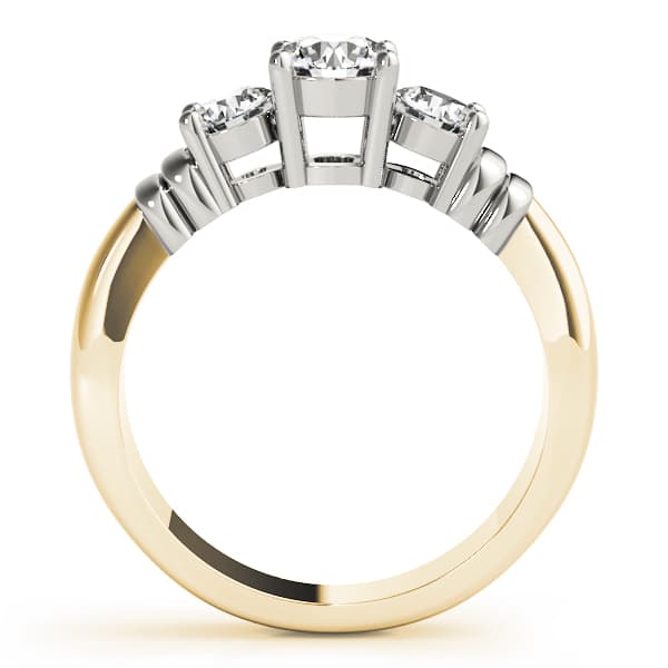 3 Stone Round Engagement Ring, style 82579, Side view in yellow gold