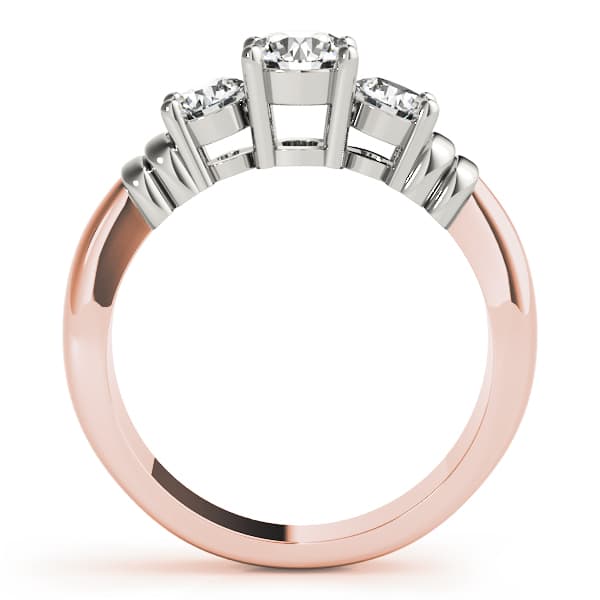 3 Stone Round Engagement Ring, style 82579, Side view in rose gold