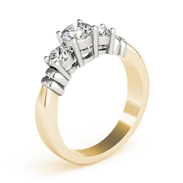 3 Stone Round Engagement Ring, style 82579, Top view in yellow gold