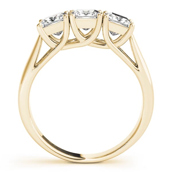 3 Stone Princess Engagement Ring, style 82580, Side view in yellow gold