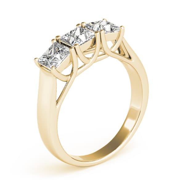 3 Stone Princess Engagement Ring, style 82580, Top view in yellow gold