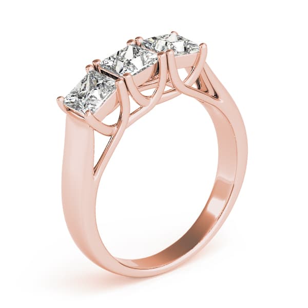 3 Stone Princess Engagement Ring, style 82580, Top view in rose gold
