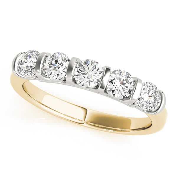 Bar Set Wedding Band (1/2 ct. tw.), Front view in yellow gold