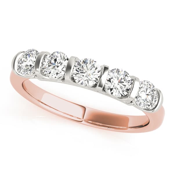 Bar Set Wedding Band (1 ct. tw.), Front view in rose gold