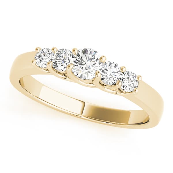 Prong Set Trellis Wedding Band (0.2 ct. tw.), Front view in yellow gold