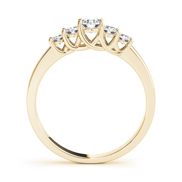 Prong Set Trellis Wedding Band (0.2 ct. tw.), Side view in yellow gold