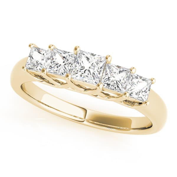 Fancy Shape Princess Wedding Band (1/4 ct. tw.), Front view in yellow gold