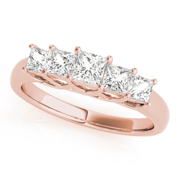Fancy Shape Princess Wedding Band (1/4 ct. tw.), Front view in rose gold
