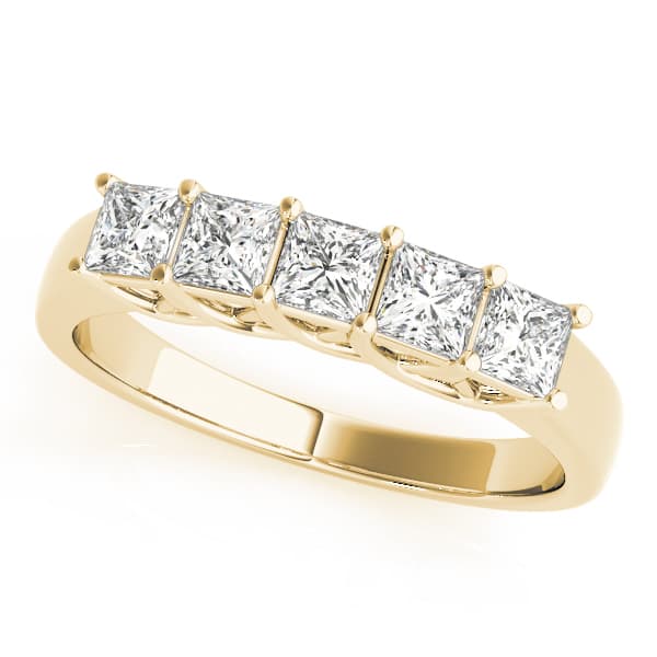 Fancy Shape Trellis Princess-Cut Wedding Band (1/4 ct. tw.), Front view in yellow gold