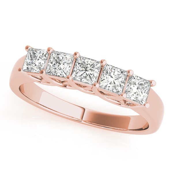 Fancy Shape Trellis Princess-Cut Wedding Band (1/4 ct. tw.), Front view in rose gold