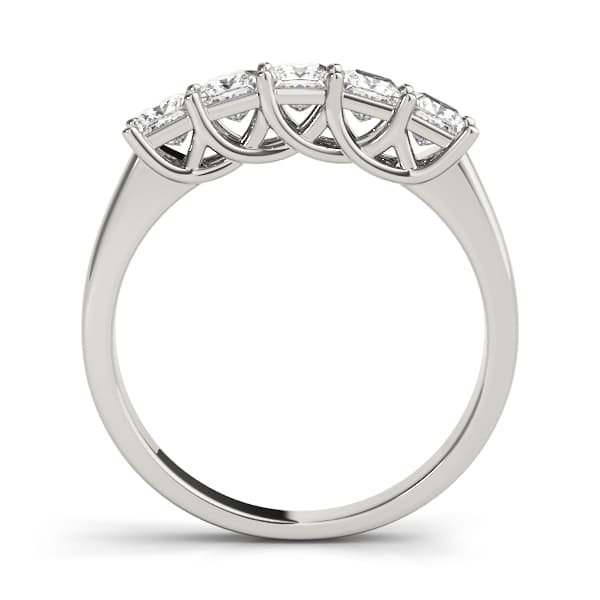 Fancy Shape Trellis Princess-Cut Wedding Band (0.8 ct. tw.), Side view in white gold or platinum