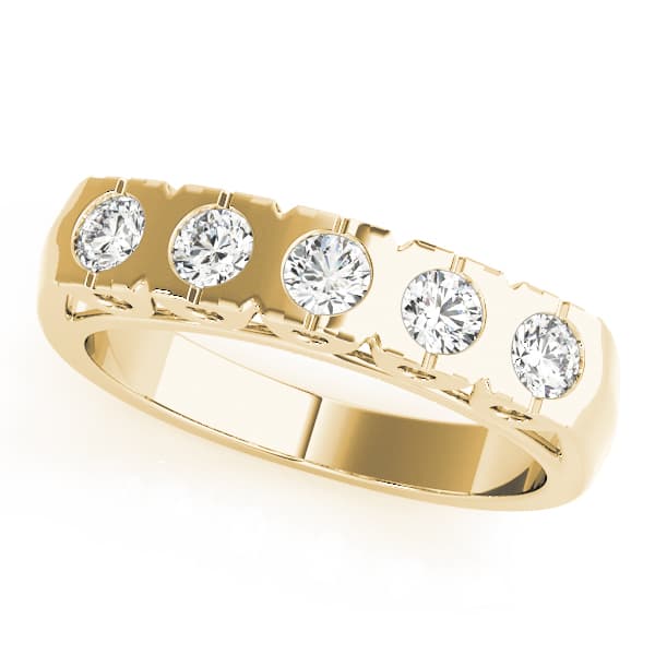 Bezel Set Wedding Band (1/4 ct. tw.), Front view in yellow gold