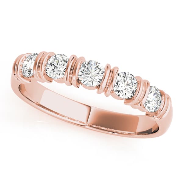 Bar Set Wedding Ring (1/2 ct. tw.), Front view in rose gold