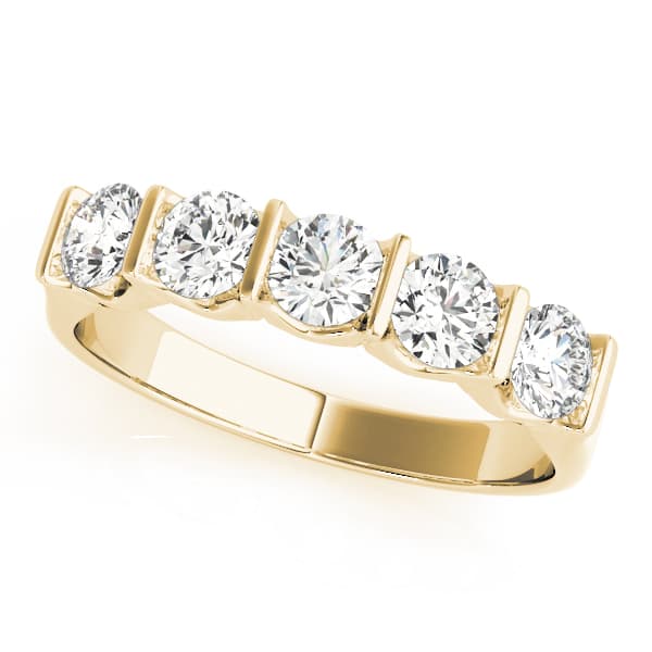 5-Stone Bar Set Wedding Bands (1 ct. tw.), Front view in yellow gold
