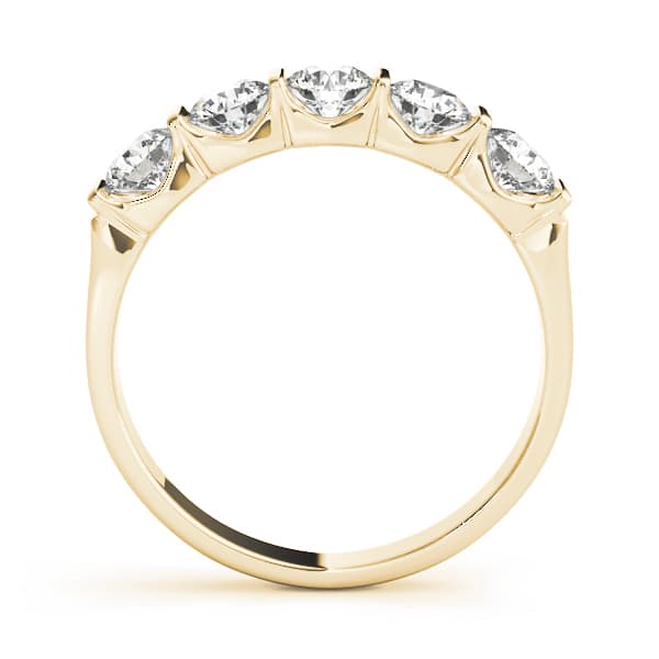 5-Stone Bar Set Wedding Bands (1 ct. tw.), Side view in yellow gold