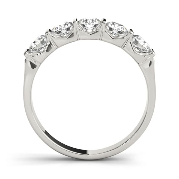 5-Stone Bar Set Wedding Bands (1 ct. tw.), Side view in white gold or platinum