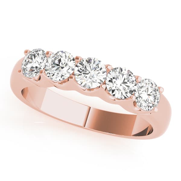 Shared Prong Set Wedding Band (1 ct. tw.), Front view in rose gold
