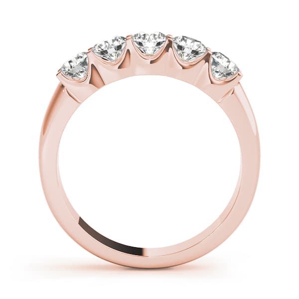 Shared Prong Set Wedding Band (1 ct. tw.), Side view in rose gold