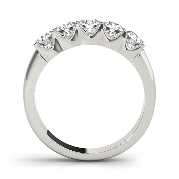 Shared Prong Set Wedding Band (1 ct. tw.), Side view in white gold or platinum