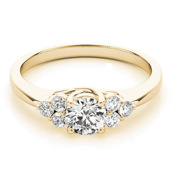 Cluster Sides Engagement Ring, style 82600, On hand view in yellow gold