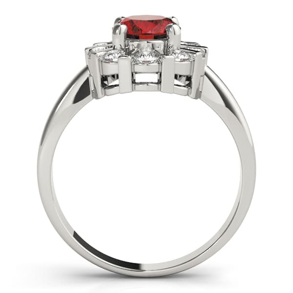 Oval Gemstone Ring (0.4 ct. tw.), Side view in white gold or platinum