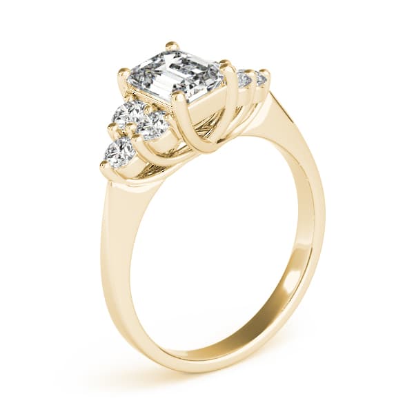 Solitaire Plus Trellis Emerald Cut Engagement Ring, style 82610, Angle view in yellow gold
