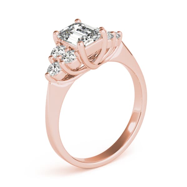 Solitaire Plus Trellis Emerald Cut Engagement Ring, style 82610, Angle view in rose gold