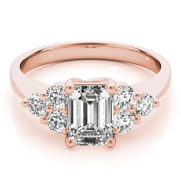 Solitaire Plus Trellis Emerald Cut Engagement Ring, style 82610, On hand view in rose gold